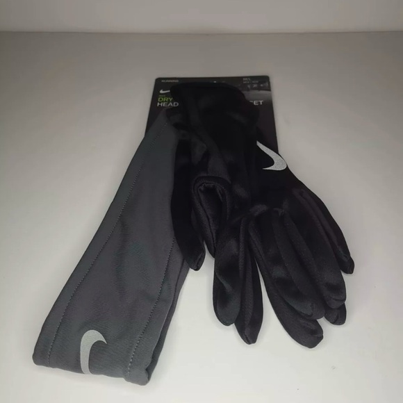 Nike Women's Dry Running Headband & Glove Set Medium/Large 87645 New With Tags - Picture 2 of 4